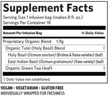 Tulsi Green 18 Bags Organic India Supplement - Conners Clinic